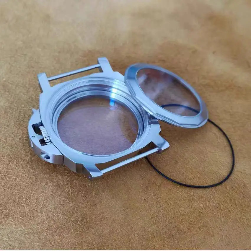 44mm 316L Stainless Steel Mineral Glass Or Sapphire Crystal Fit for ETA 6497/6498 ST3600 ST321 Movement steel color Case parts