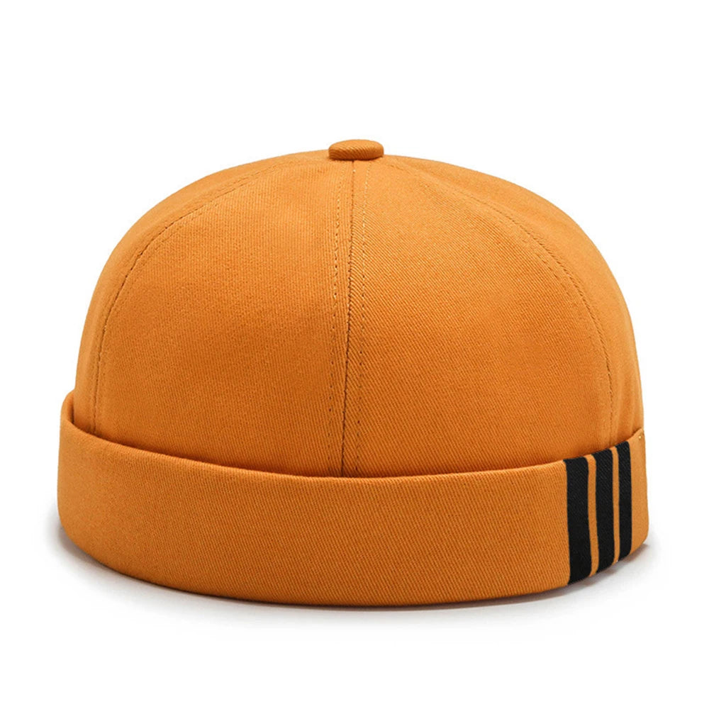 Retro Letter Label Brimless Caps Unisex Solid Color Beanie Men Women Summer Street Adjustable Docker Hats Melon Cap Hip Hop Cap
