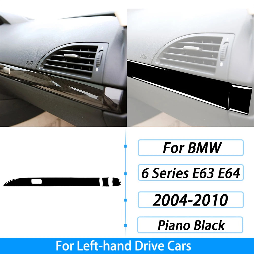 For BMW M6 6 Series E63 E64 2004-2010 Piano Black Gear Shift Air Outlet Window Lift Panel Set Car Interior Accessories Sticker