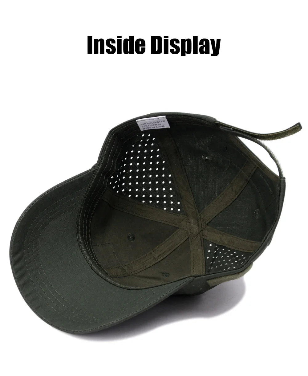 1Pcs Camouflage Baseball Cap Summer Outdoor Tactical Sunscreen Hat for Mens Hiking Fishing Fashion Peaked Cap with DIY Velcro