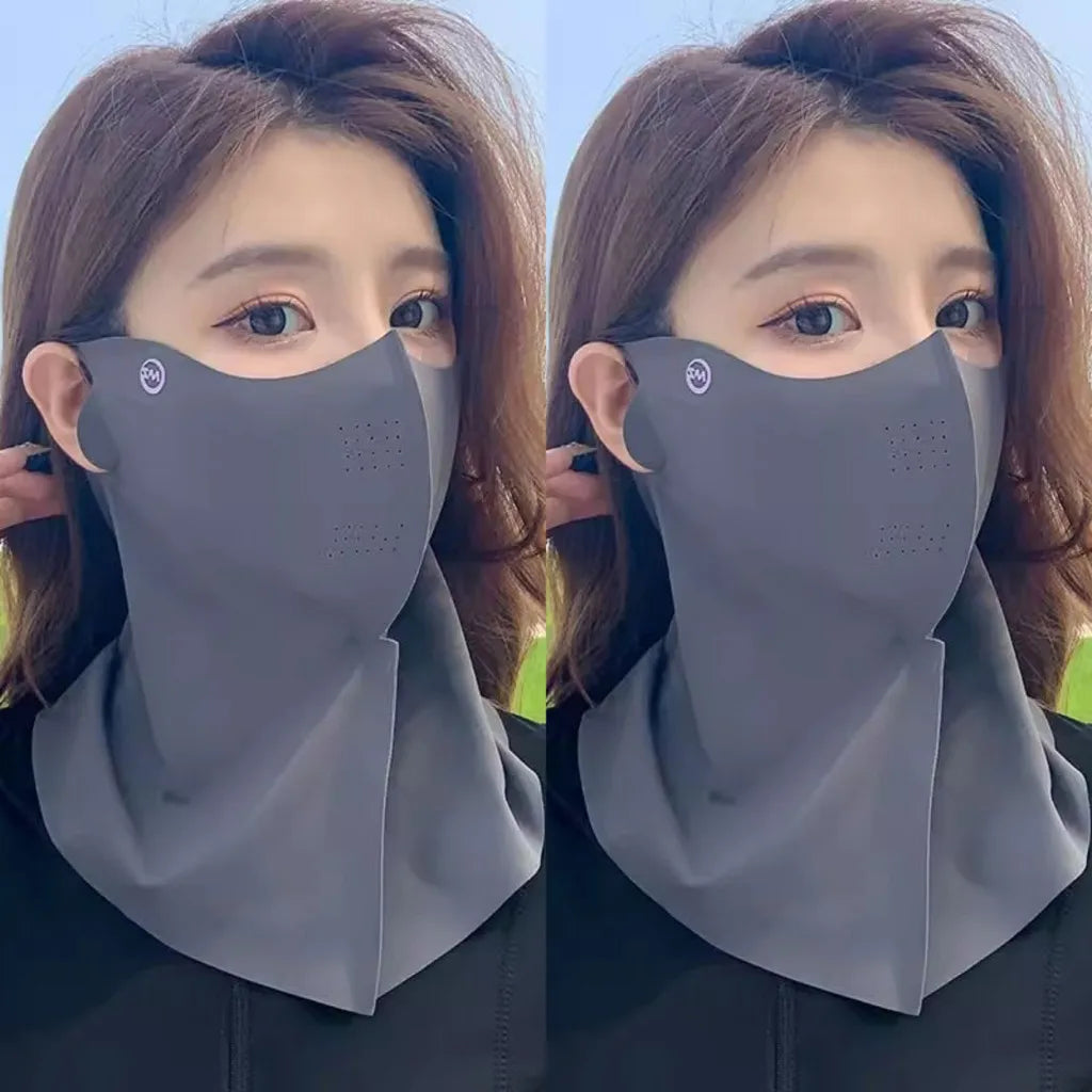 2PCS Ice Silk Sun Protection Mask Anti-Ultraviolet Neck Guard 3D Mask Summer Breathable Eye Protection Face Mask
