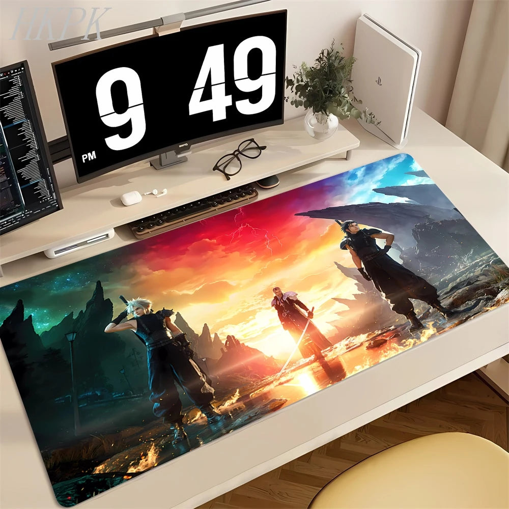Playmat Final Fantasy Aerith Tifa Natural Rubber Deskmat Stitched Edges Mousepad Gaming Table Office Accessory Game Mouse Mats