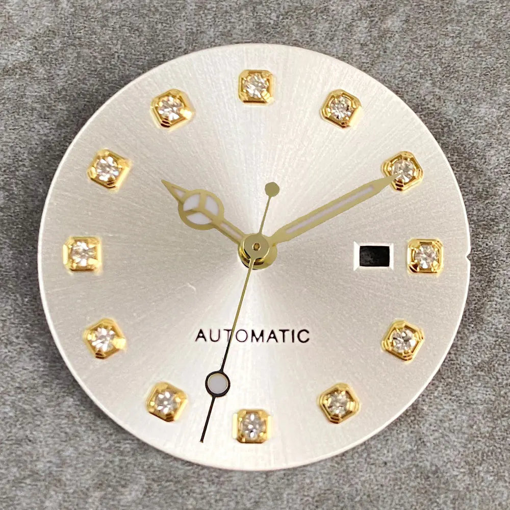 24.5mm Mother of Pearl Shell Dial Roman Diamond Sunburst Watch Dial Hand Fit NH05A NH05 Watch Movement Ladies Watchmaker Tools