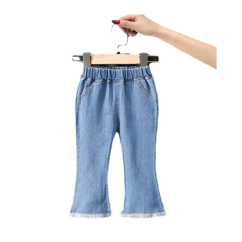 Kids Girls' Pants New Children's Denim Flared Pants Baby Casual Fashionable Stylish Stretch Denim Trousers