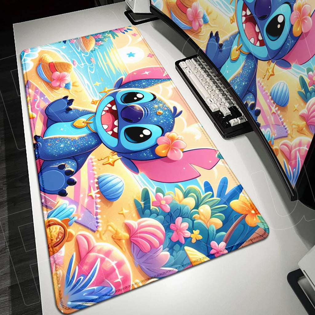 Large Gaming Mice Pad Kawaii Anime Stitch Mousepad Gamer Mausepad XXL Computer Office Speed Deskmat Keyboard Cabinet Accessories