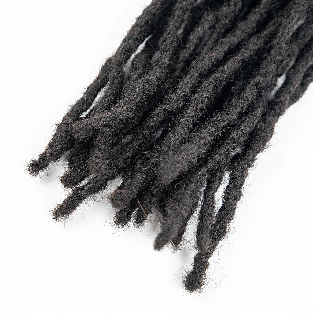 Loc Extension Human Hair 0.6cm Width 8inch 50 Strands Handmade Dreadlock Inter Extension Human Hair for Women/Men/Kids