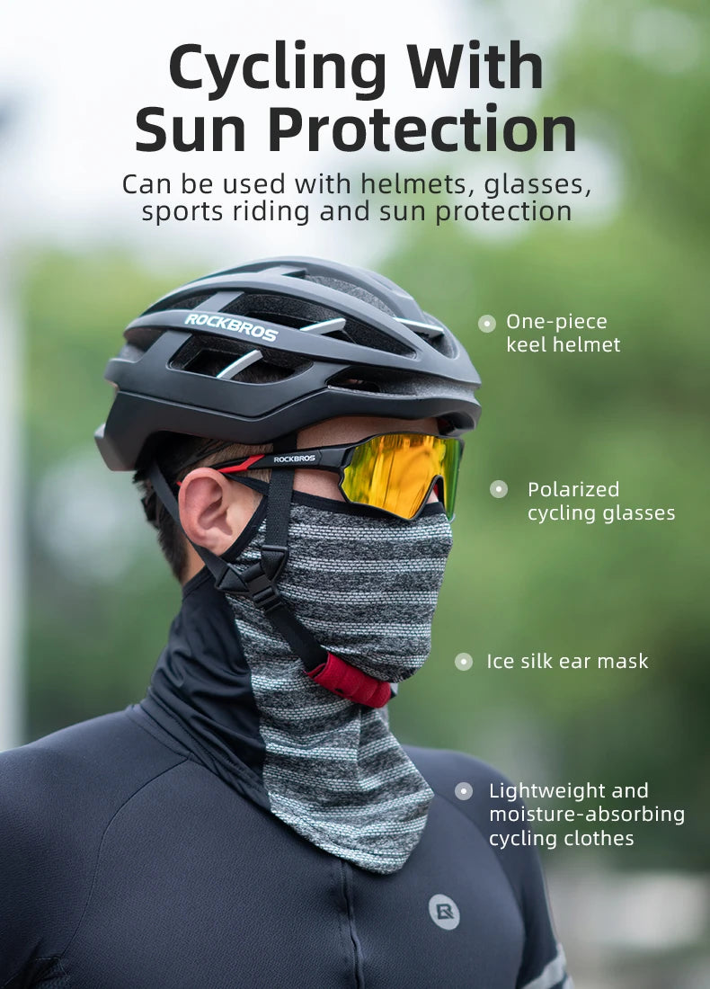 ROCKBROS Ice Silk Cycling Face Mask UV Sun Protect UPF50+ Summer Breathable Collar Scarf MTB Road Motorcycle Bike Bicycle Mask