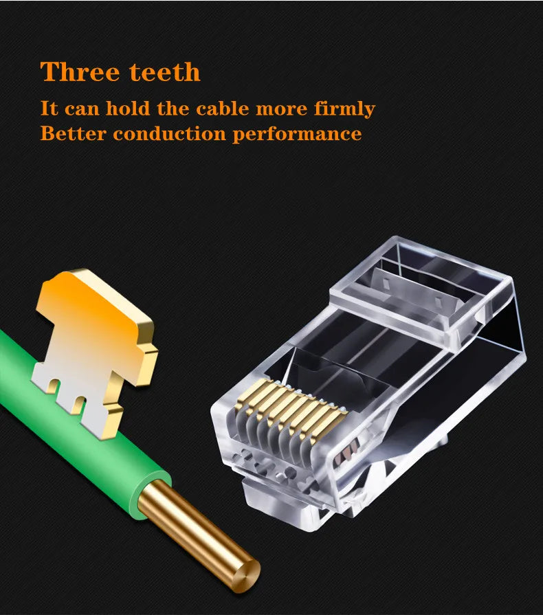 Rj45 Cat5e Connector Crystal Unshielded RJ45 Ends UTP 8Pin Modular Network Plug Connectors for Solid Stranded UTP Network Cable