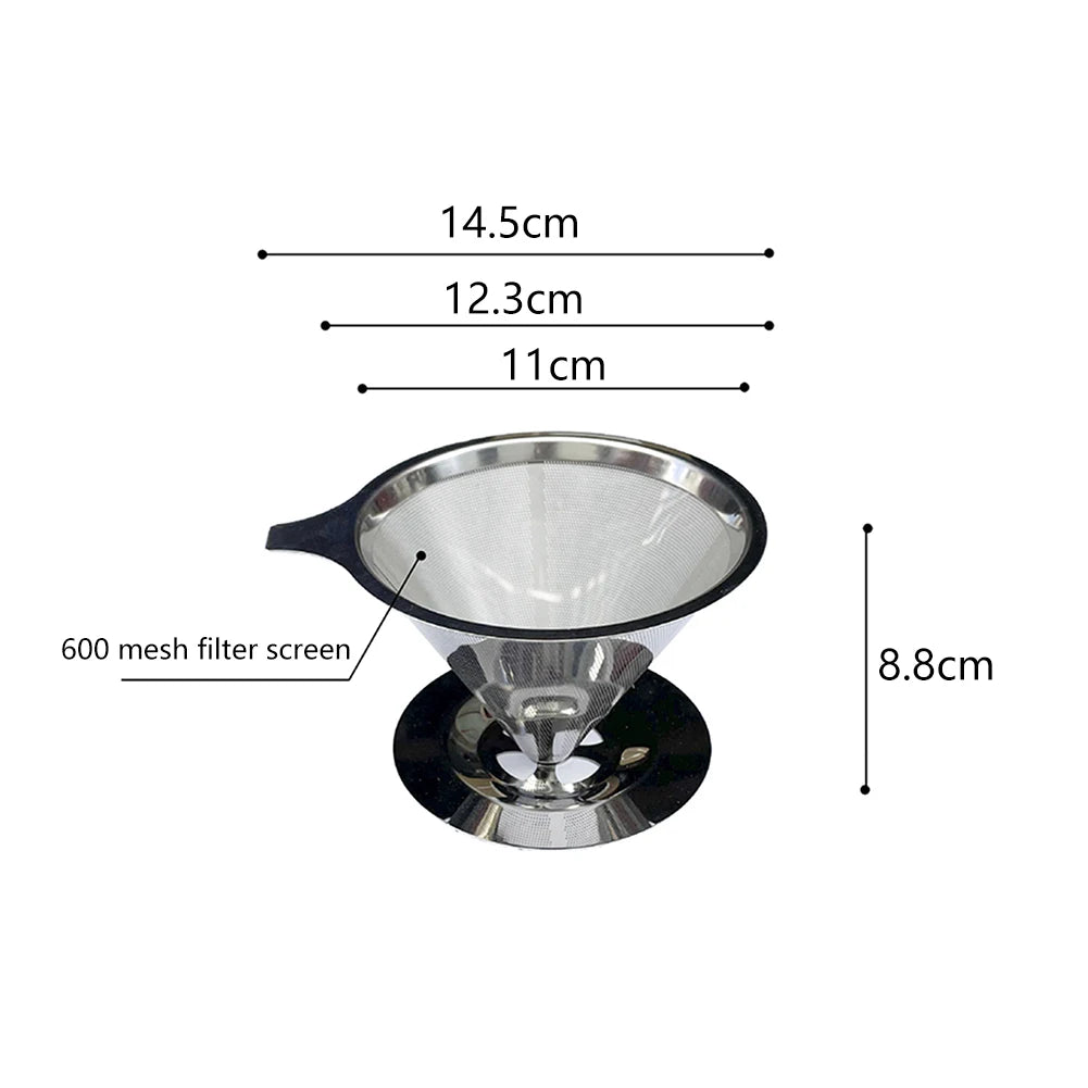 Cone Coffee Filter Screen 304 Stainless Steel Double-layer Espresso Tea Strainer Reusable Coffeeware Kitchen Gadgets