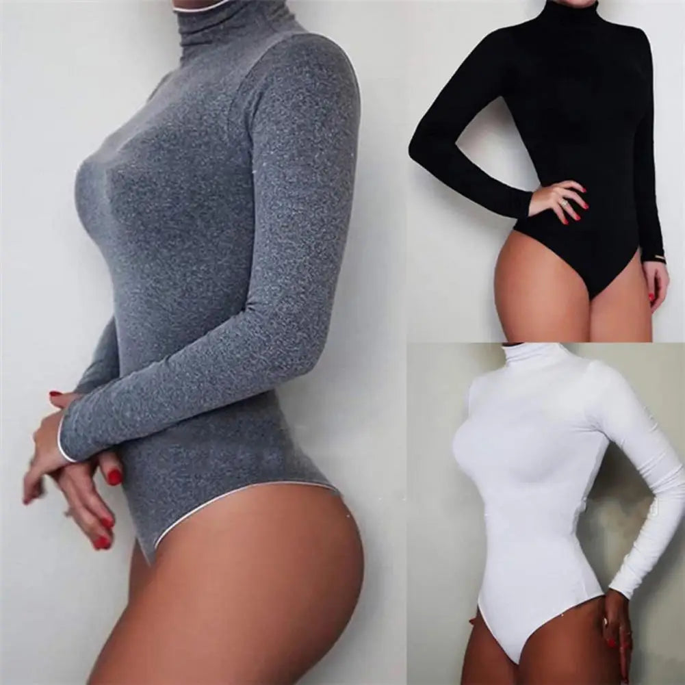 Women Bodysuit Solid Color Turtleneck Sexy Sculpting Underwear Hip Wrap Stretchy One-Piece Underwear For Yoga