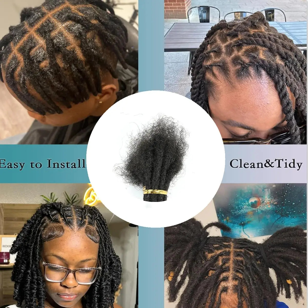 Loc Extension Human Hair 0.6cm Width 8inch 50 Strands Handmade Dreadlock Inter Extension Human Hair for Women/Men/Kids