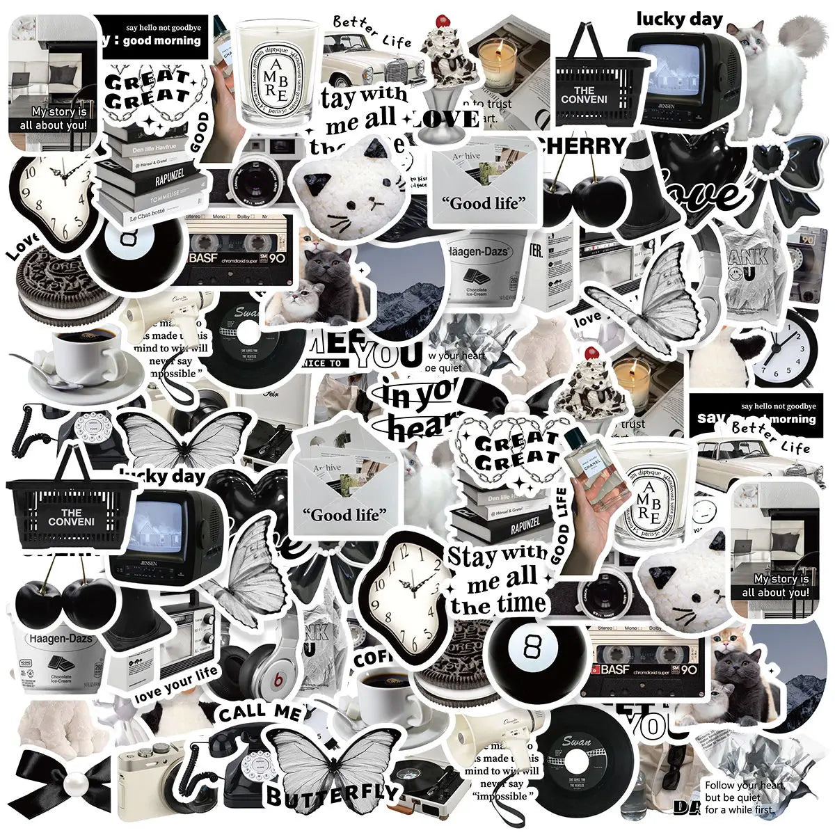 Etori Life 50pcs Cartoon Cute Exquisit Literary Objects Student DIY Laptops, Scrapbooks,Stationery Decoration Stickers