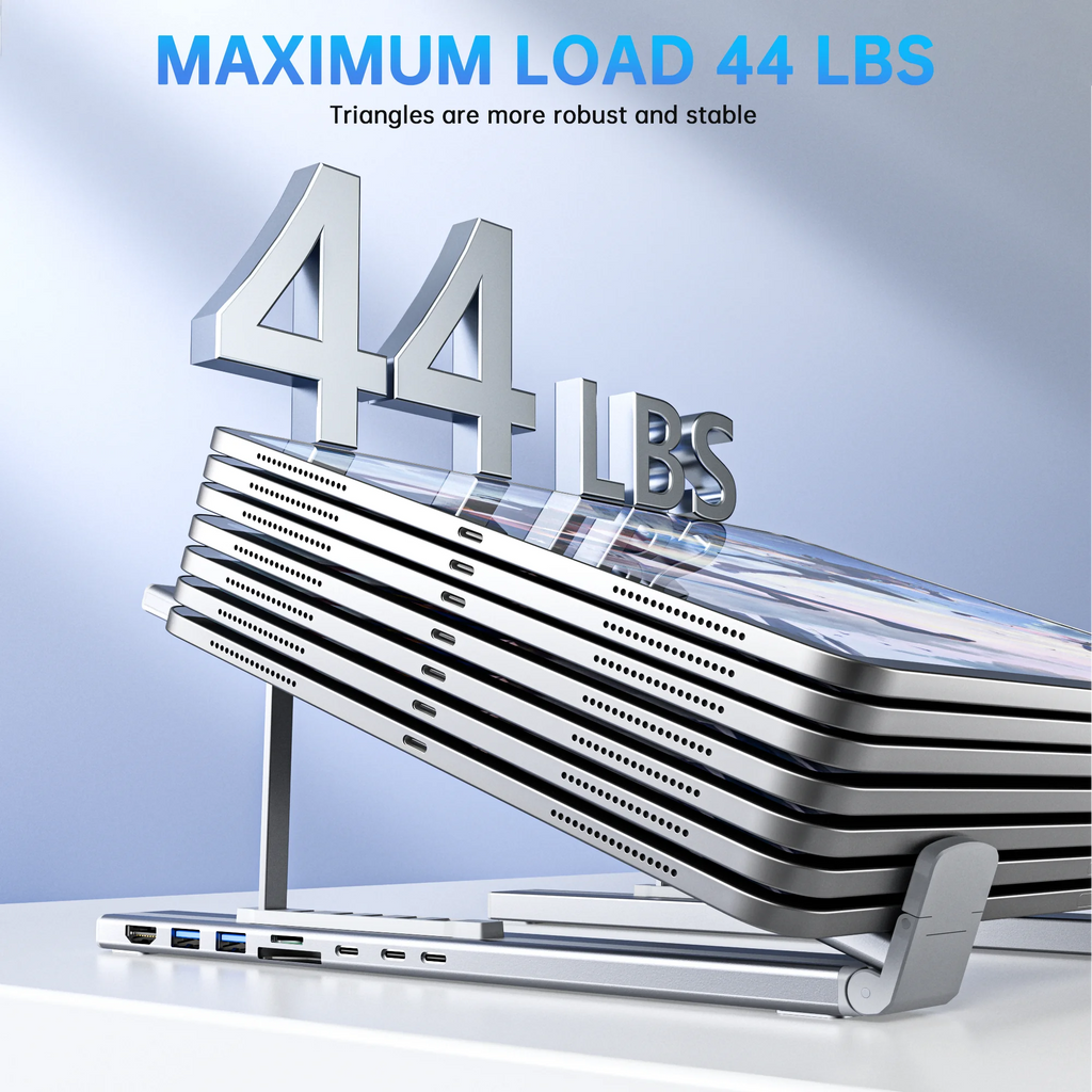 8-in-1 USB-C Laptop Stand With Docking Station Universal USB C Dock Tablet Stand Foldable Type-C Hubs Adapter Plug Play