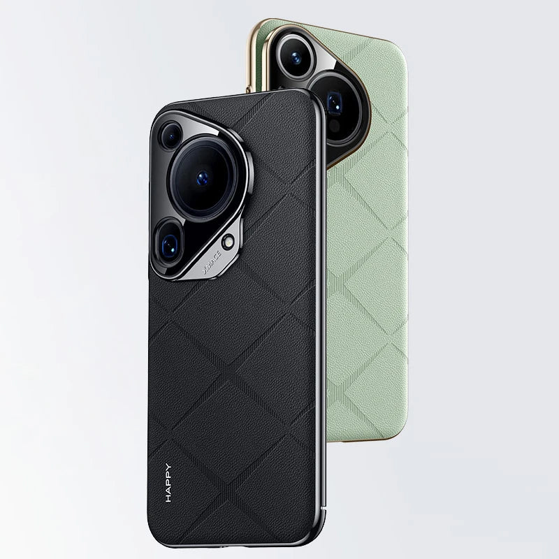 For Huawei Pura 70 Ultra Luxury Ultra-thin Plain Leather + PC Camera Protection Back Cover For Pura 70 Pro Plus