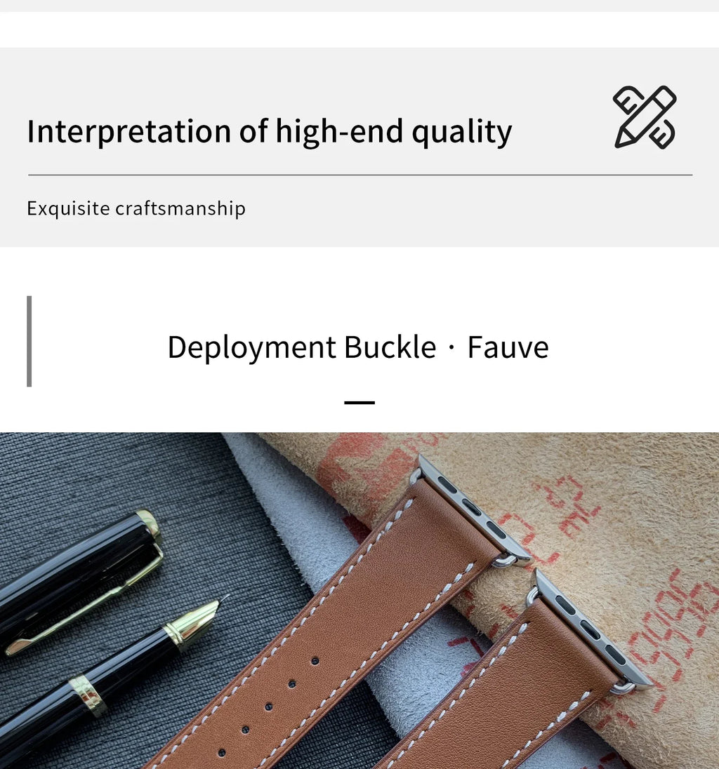 Kebitt High Quality Iwatch Ultra3 Genuine Leather Band Deployment Buckle Strap For Apple Watch Series11 10 9 8 7 Se 3 46 45 49mm