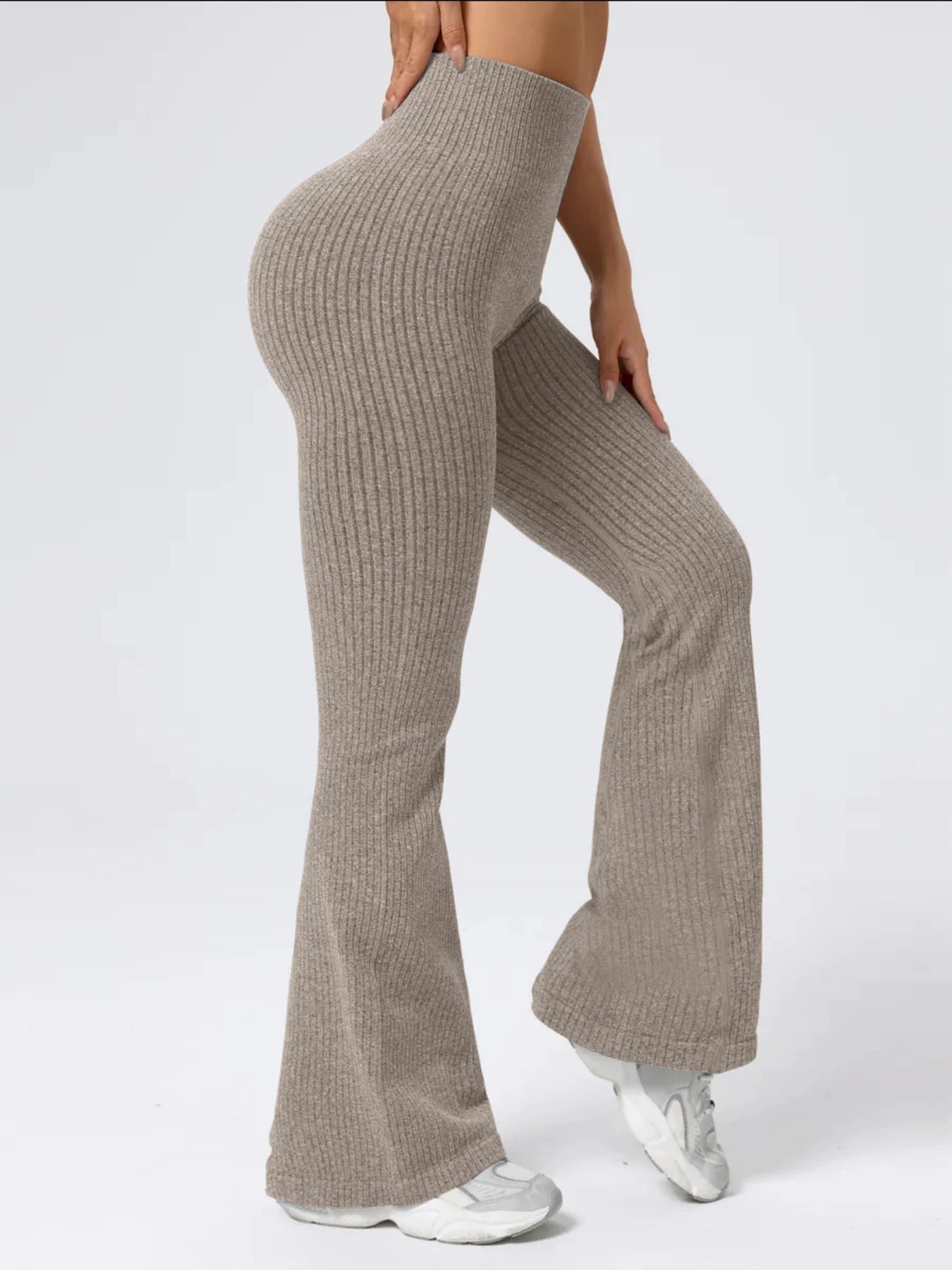 High-waisted tapered flared yoga pants, high-waisted butt-lifting fitness leggings, peach-shaped butt sports long pants, wide-le