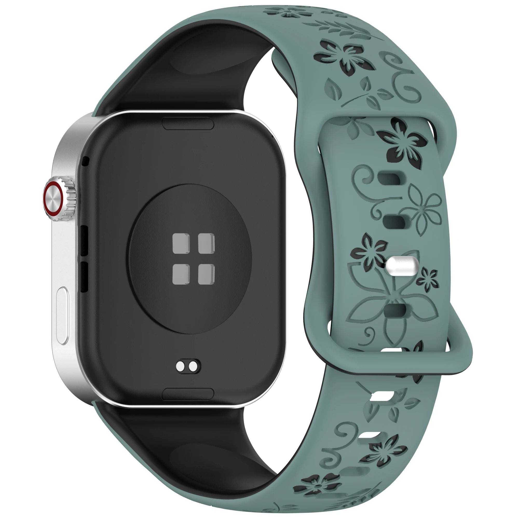 Two tone floral carved soft silicone strap for Redmi watch 4/5/6/Mi Band 8/9 PRO,suitable for Halloween,Thanksgiving, Christmas