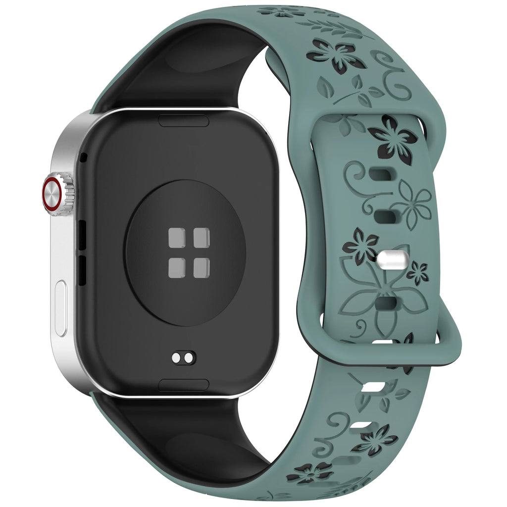 Two tone floral carved soft silicone strap for Redmi watch 4/5/6/Mi Band 8/9 PRO,suitable for Halloween,Thanksgiving, Christmas