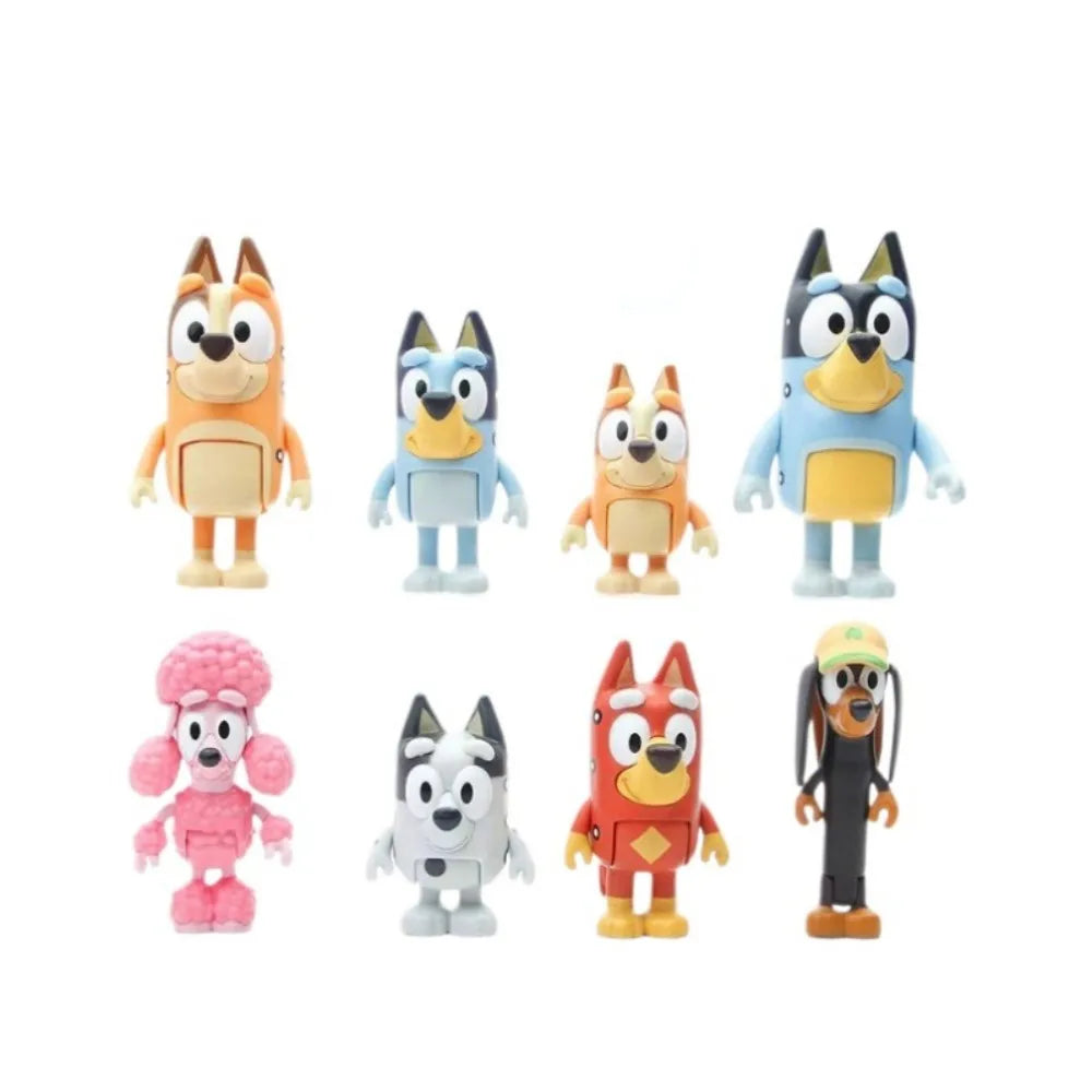 8pce Bluey A model handmade puppy bingo joint movable ornament for children's home play toy KPOP gift