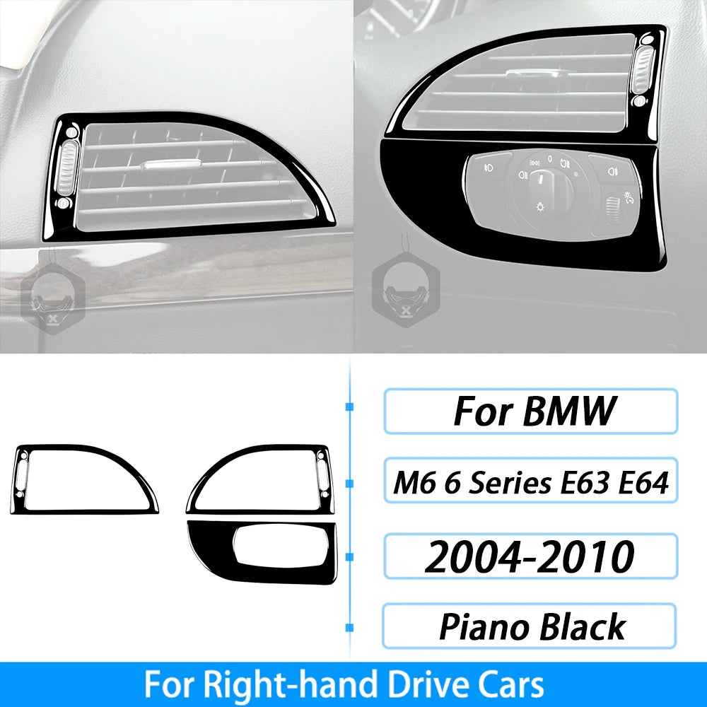 For BMW M6 6 Series E63 E64 2004-2010 Piano Black Gear Shift Air Outlet Window Lift Panel Set Car Interior Accessories Sticker