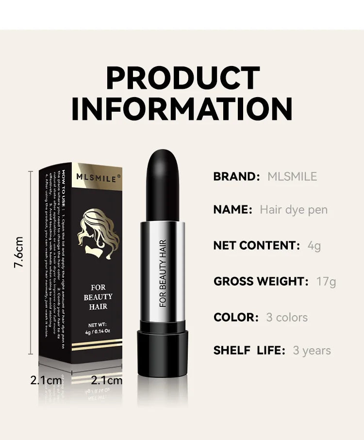 Black Brown Disposable Temporary Hair Dye Pen Lipstick Style White Hair Coverage Hair Coloring Dyeing Chalk Quick Hair Color Dye