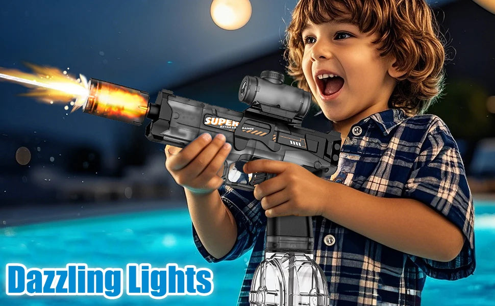 Summer Outdoor Fully Automatic Electric Water Gun Toy With Lights, Boys Beach Pool Battle Shooting Gun Toy Gift