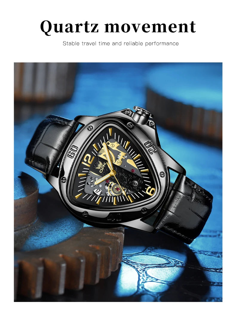 OPK 8168 Fashion Original Quartz Watch For Men Luxury Waterproof Luminous Leather Hand Clock Top Brand Business Man Watches 2024