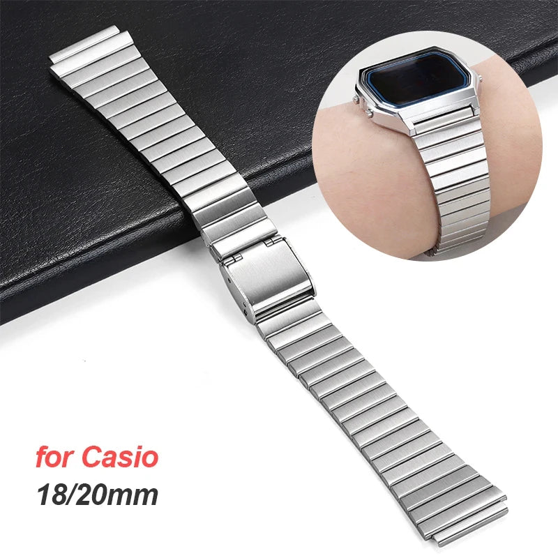 18mm 20mm Vintage Stainless Steel Watchband for Casio AE1200/1300 F84 F105/108/A158/168 F91W SGW400 Metal Wristband Bracelet