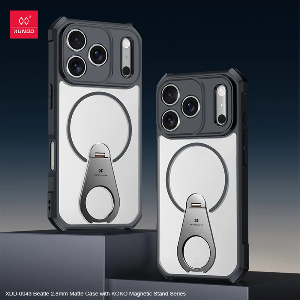 Xundd For iPhone 17 Pro Max 17 Air 17 Pro Magnetic Case with 360° Invisible Stand,PC+TPU Anti-fingerprint Anti-drop Phone Cover