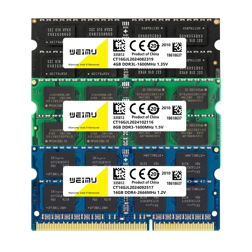 DDR3 DDR3L 4GB 8GB Laptop Memory Ram PC3 1.5V 8500 10600 12800 PC3L 1.35V 1333 1600 1866Mhz 204Pin Non-ECC Sodimm Memoria Ram