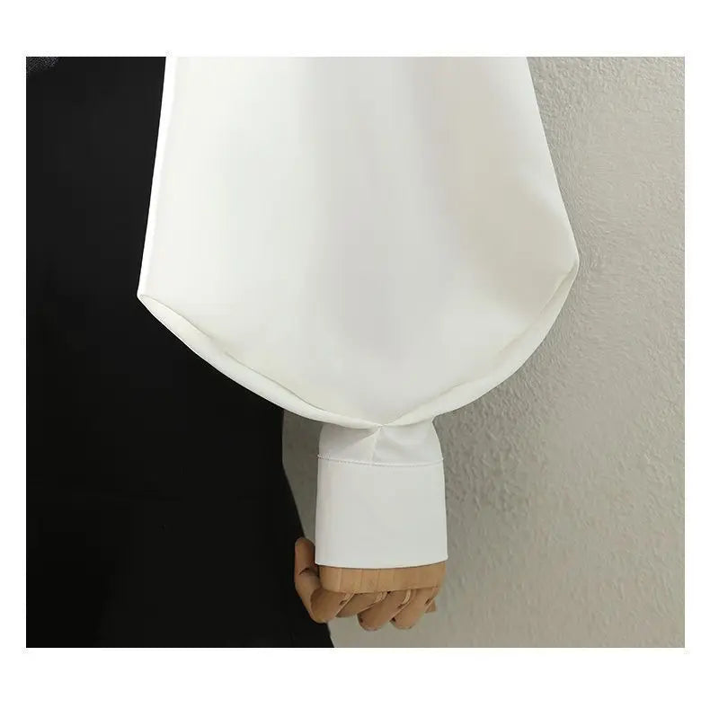Blouses Tops Women White Black Long Lantern Sleeve Office Lady Temperament Autumn Winter Basic All-match Design Chic Female New