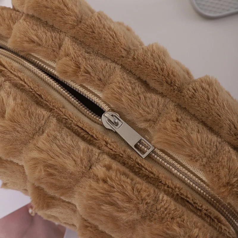 Office Supplies Zipper School Supplies Corduroy Pillow Plush Pencil Case Cosmetic Bag Storage Box Corduroy Makeup Bags