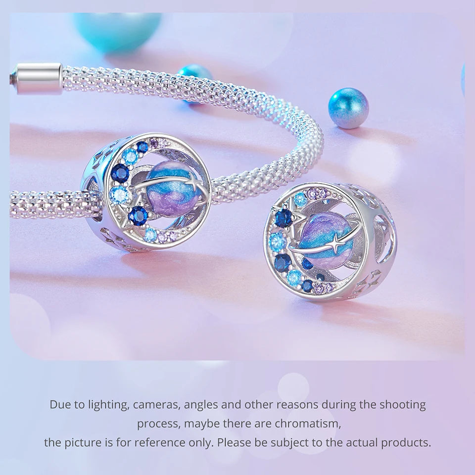 BISAER 925 Sterling Silver Summer Vacation Charm Bead Lipstick Sunglasses High Heels Airplane Pendant Fit Women DIY Bracelet