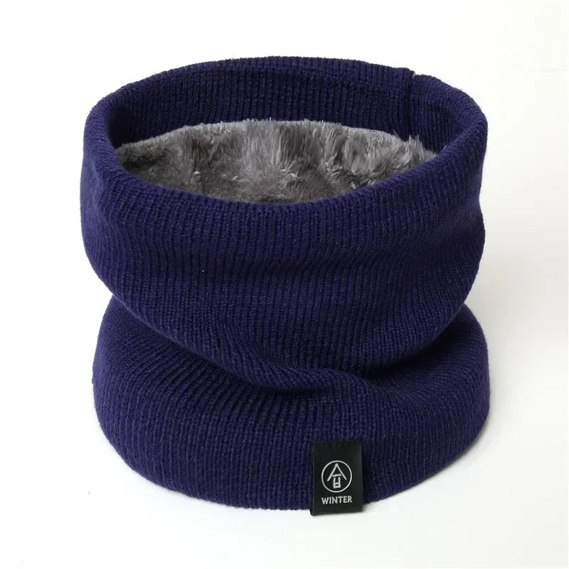 Unisex Solid Warm Winter Ring Scarf Women Men Plus Velvet Knitted Full Face Mask Snood Neck Scarves Bufanda Thick Muffler