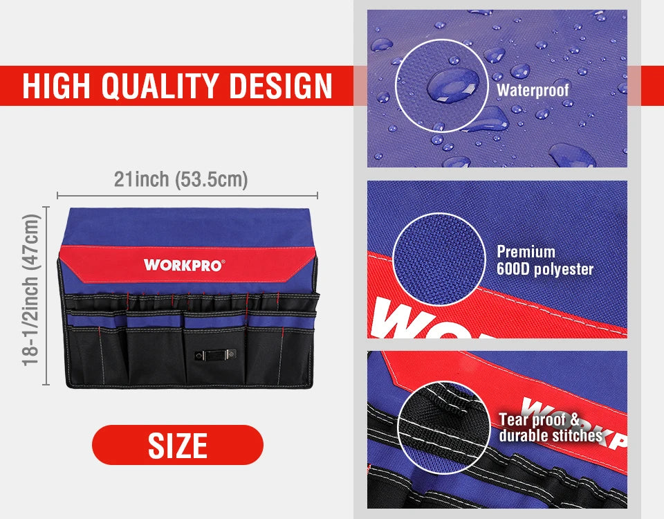 WORKPRO 5 Gallon Bucket Tool Organizer Bucket Boss Tool Bag with 51 Pockets Fits to 3.5-5 Gallon Bucket (Tools Excluded)