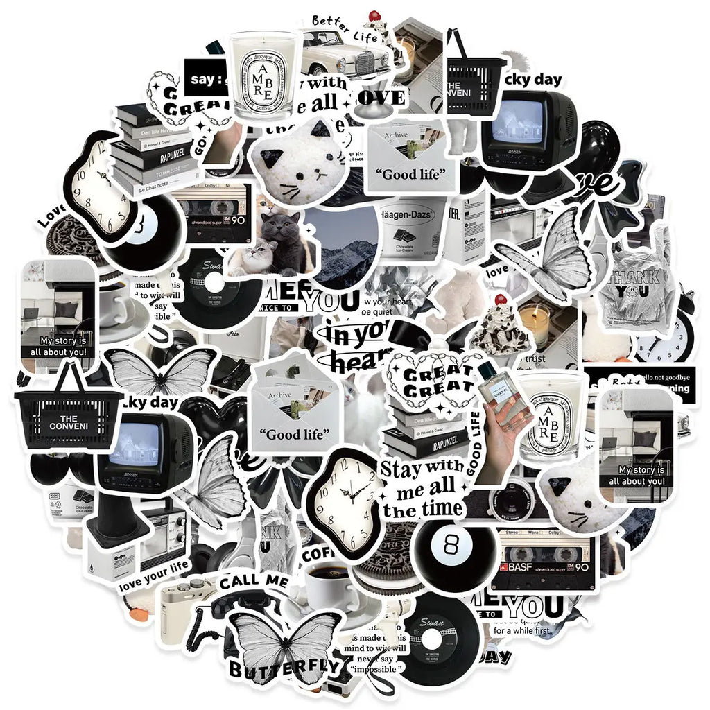 Etori Life 50pcs Cartoon Cute Exquisit Literary Objects Student DIY Laptops, Scrapbooks,Stationery Decoration Stickers