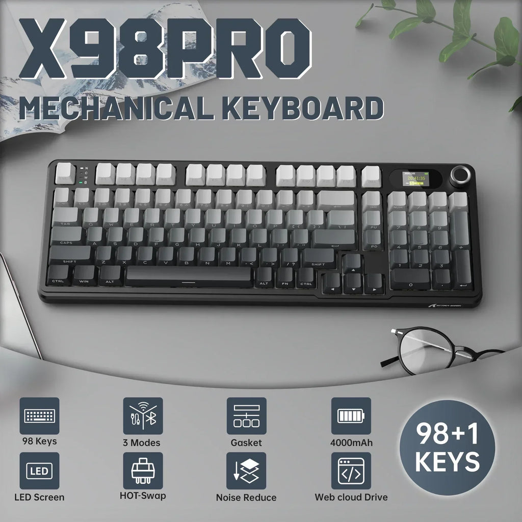 Attack Shark X98PRO 3-Mode RGB Bluetooth Wireless Mechanical Keyboard Full Key Hot-Swappable TFT Color Display Rotary Keyboard