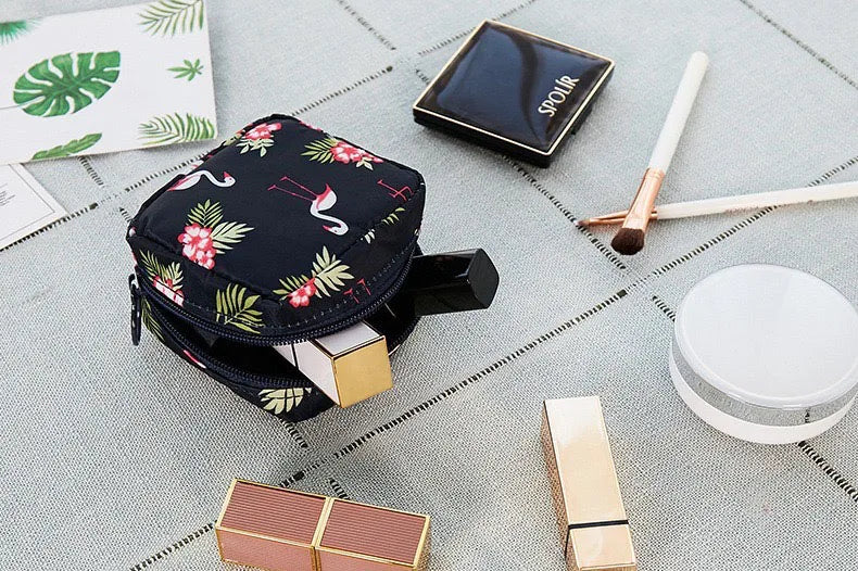 Velvet Embroidery Cosmetic Bag Sanitary Pad Pouches Portable Durable Makeup Lipstick Data Cables Organizer Toiletry Beauty Case