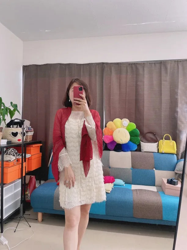 Miyake Pleated Women Scarf Shawl Fabric Korean Fashion Thin Sunscreen Scarf Foulard Femme Luxe Marque Hijabs for Woman