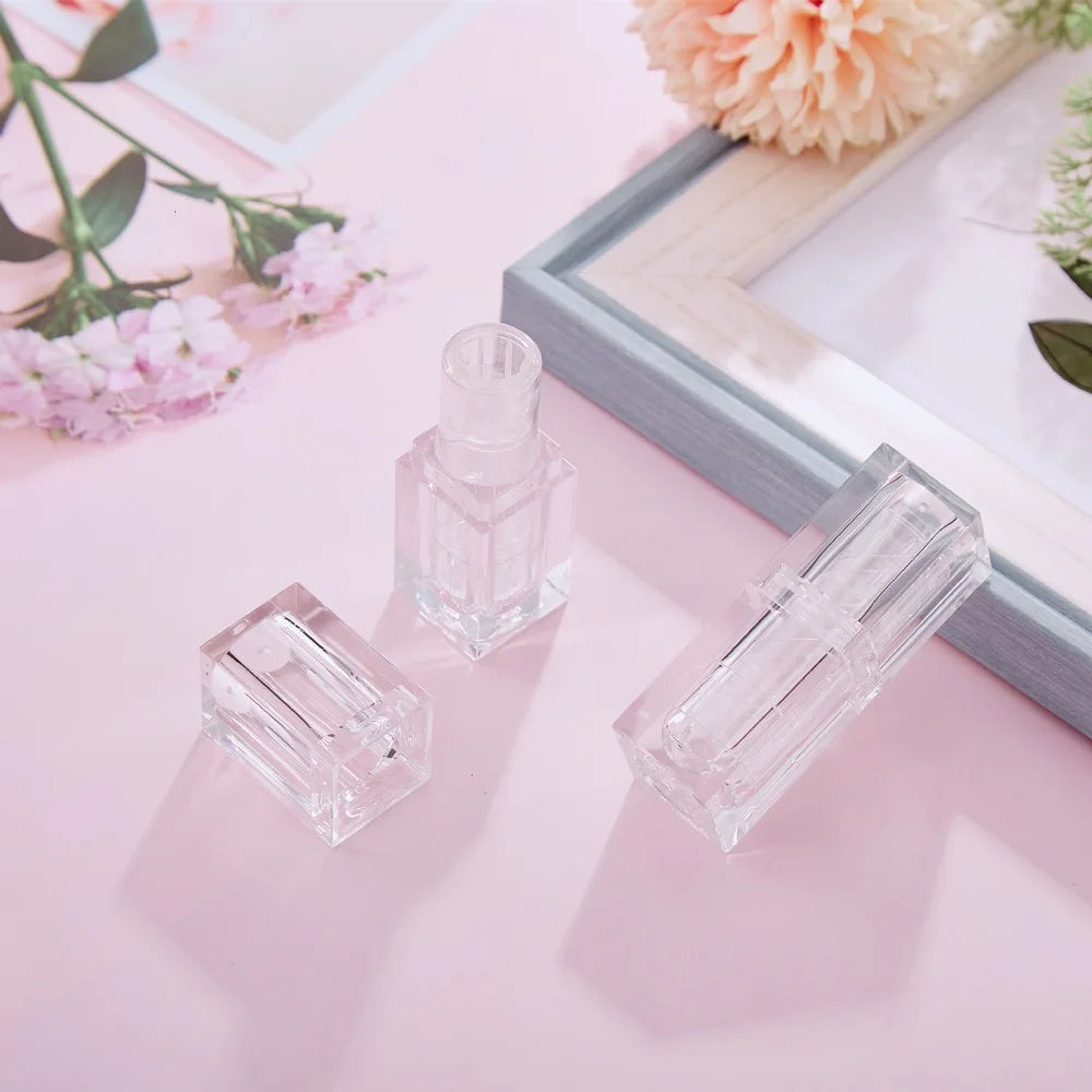 3.6g Empty Mini Square Lip balm Tubes Clear Lip stick Containers Plastic Liquid Lipstick Bottle Cosmetics Packing