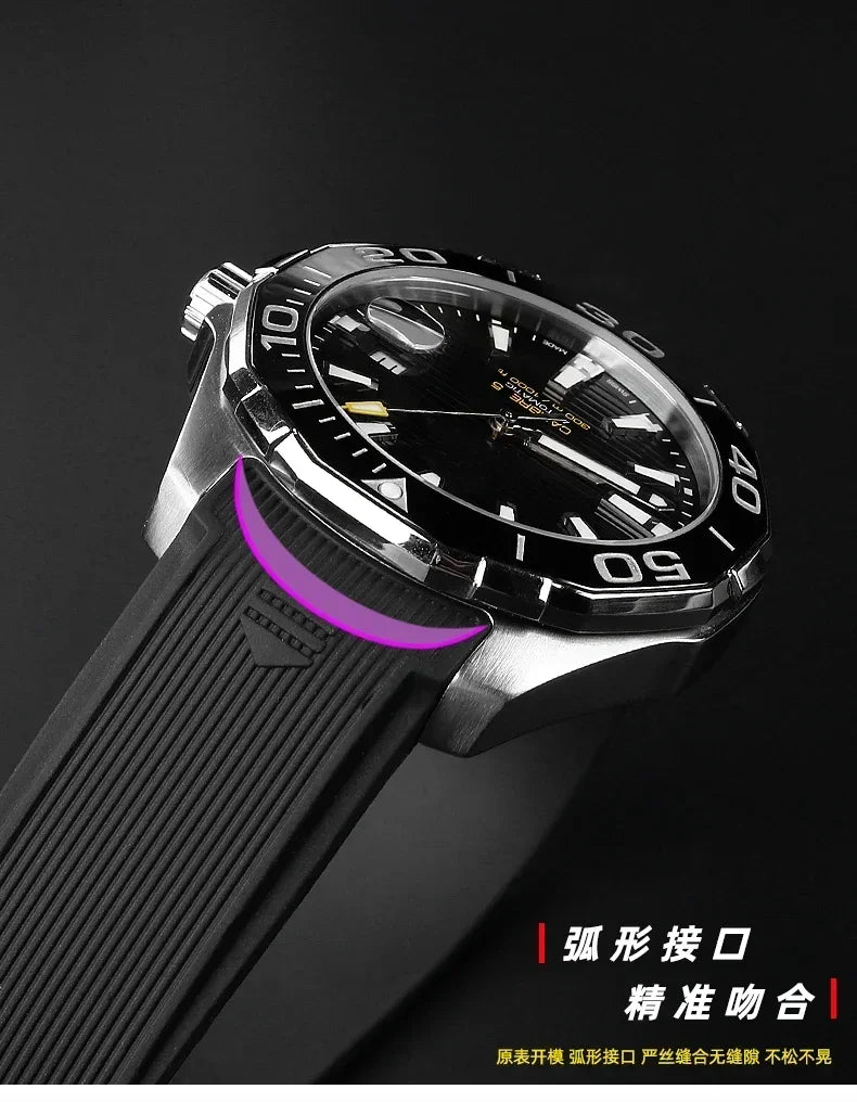 Silicone Watch Straps For Tag Heuer CARRERA AQUARACER 300 WAY201A WAY211C Rubber Black Blue Watch Accessories Band 22mm