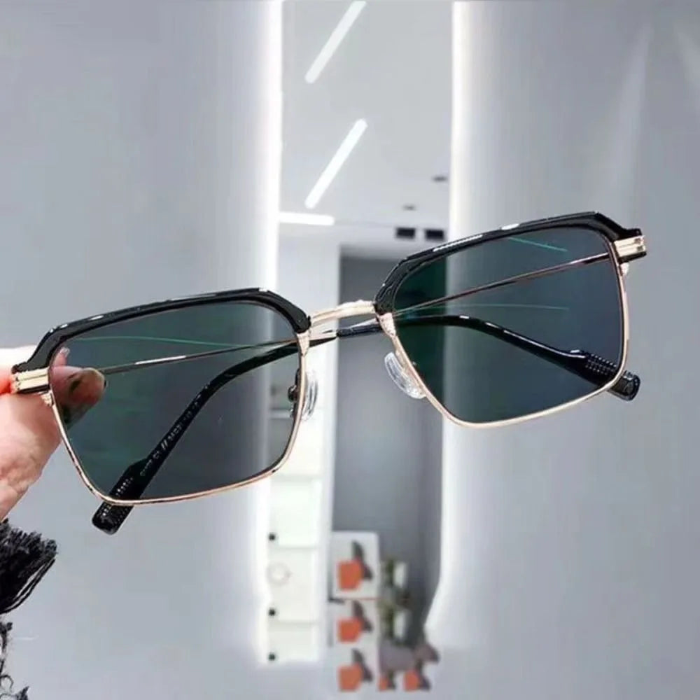Men Anti-Blue Light Glasses Photochromic Half Frame Eye Protection Glasses Ultra Light Computer Eyeglasses Sunglasses