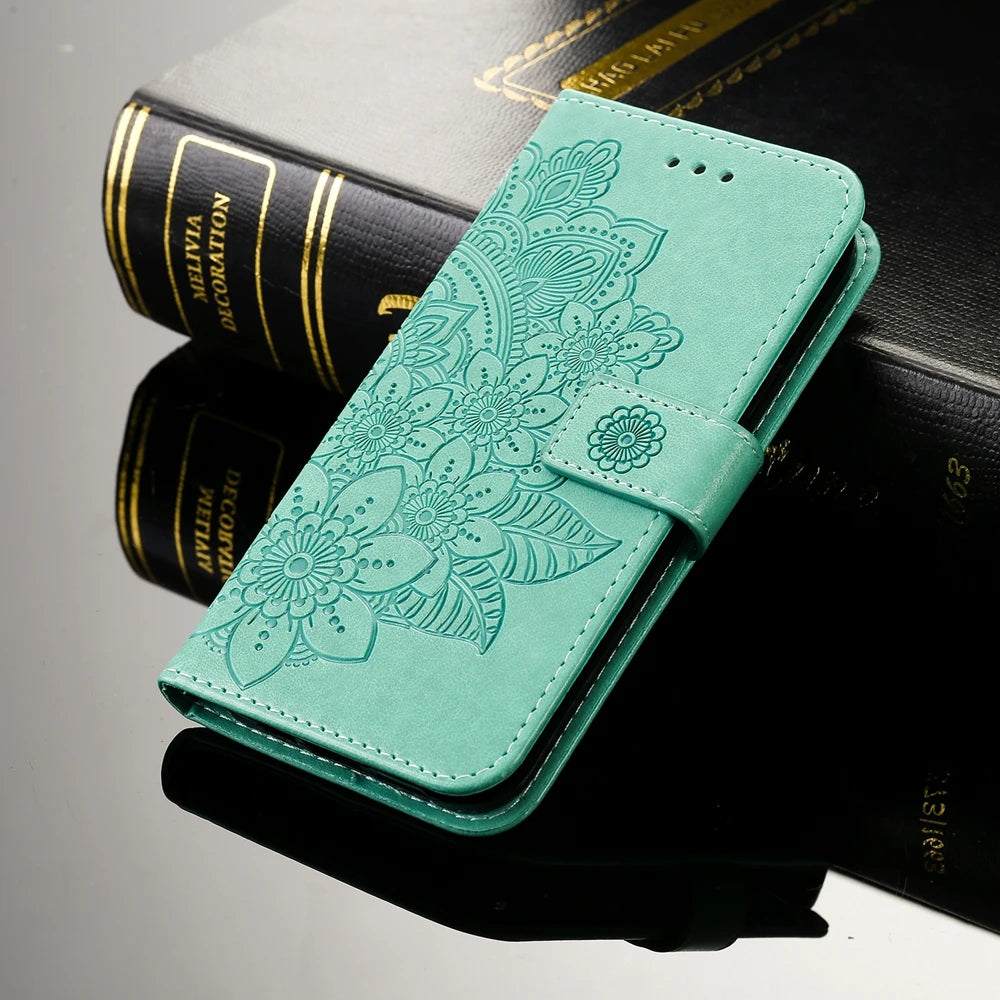 Premium Sun Flower Embossed Flip Leather Wallet Case For Honor Magic7 Lite Magic 7 6 5 4 Pro Magic6 Lite 5G Magnetic Flip Cover