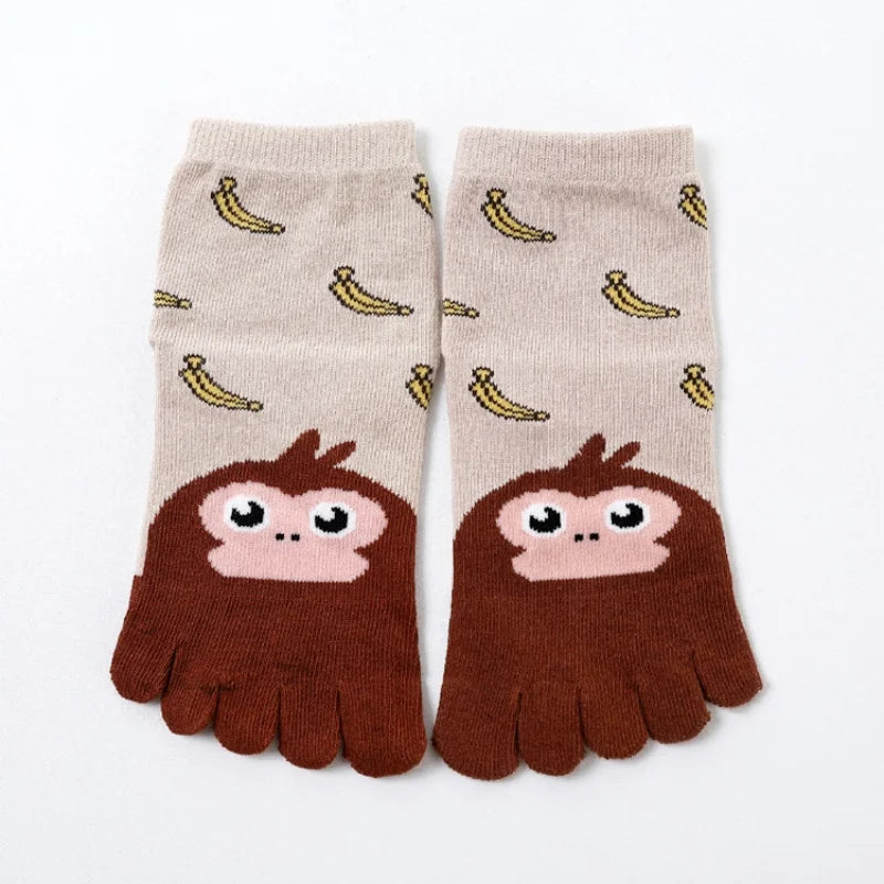 3Pairs/lot Children's Socks For Girls Boys Cute Soft Five Fingers Print Cartoon Kids Baby Boy Girl Sock 3-12Years Four Seasons