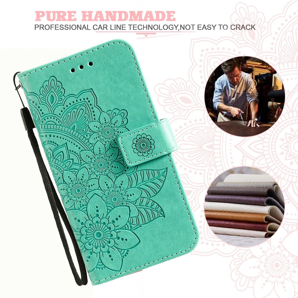 Premium Sun Flower Embossed Flip Leather Wallet Case For Honor Magic7 Lite Magic 7 6 5 4 Pro Magic6 Lite 5G Magnetic Flip Cover