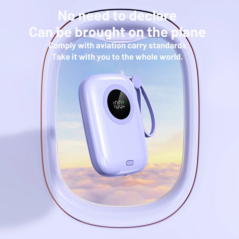 PD22.5W power bank, bidirectional fast charging with 10000mAh cable, large capacity mobile power bank mini ultra-thin power bank