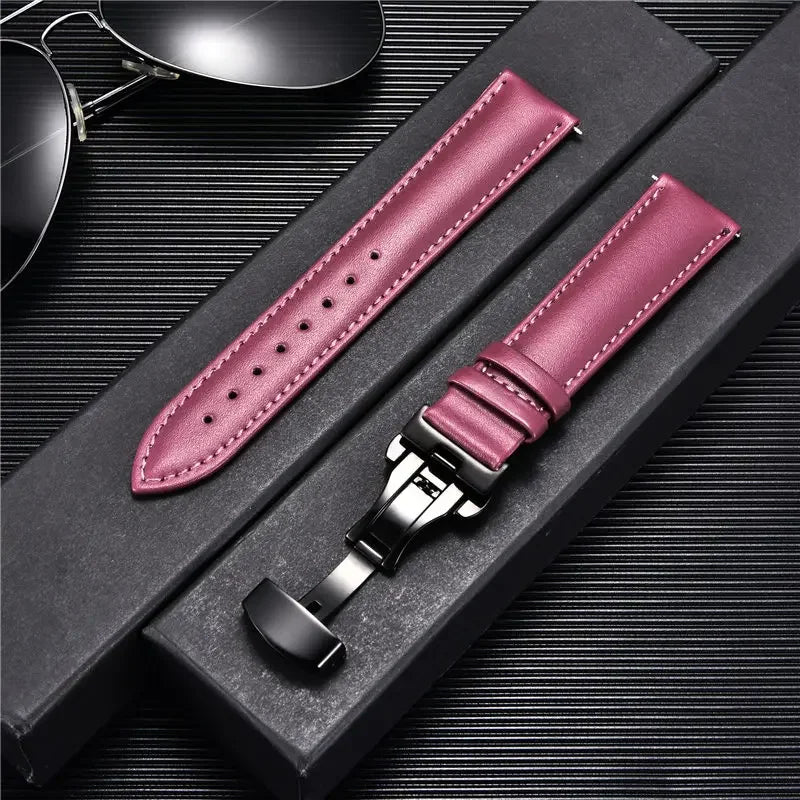 New Women's Business Commuter Strap 18mm 20mm 22mm 24mm with Automatic Butterfly Buckle Watchband