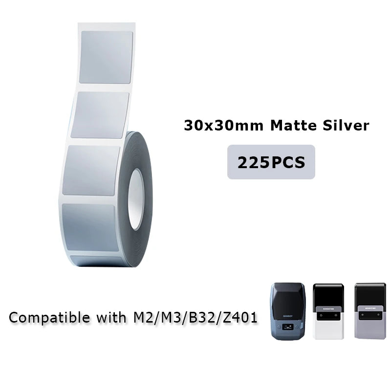 NIIMBOT M2/M3/B32/Z401 Matte-Silver Label Paper Roll Outdoor Waterproof Scratch-resistant Adhesive Sticker Tag