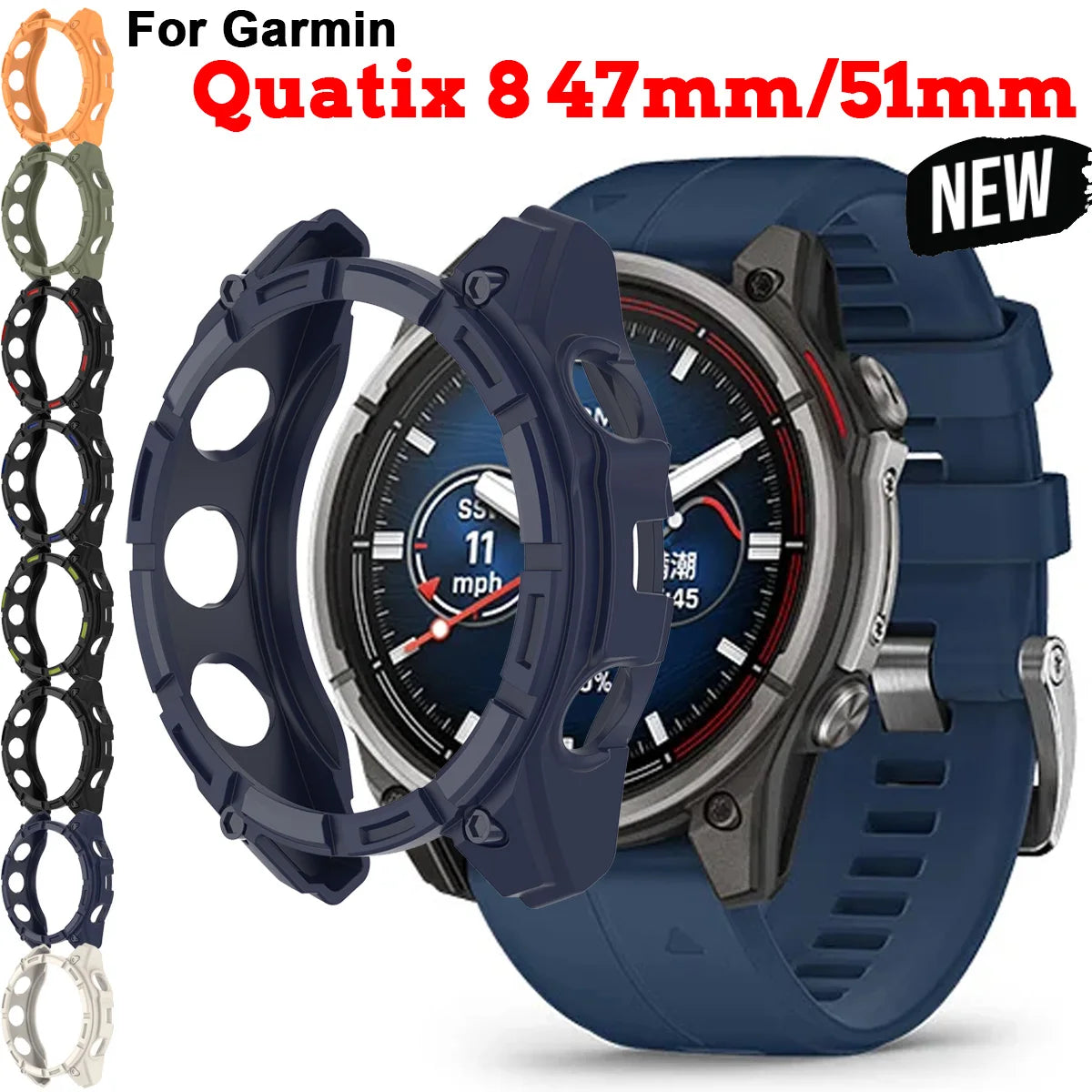 TPU Protective Cover for Garmin Quatix 8 51mm 47mm AMOLED Soft Silicone Bumper Case Accessories for Fenix8 47 51 Solar Protector