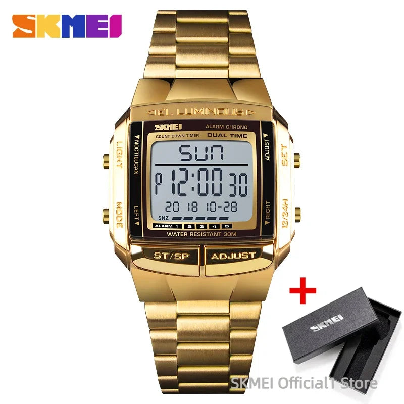 SKMEI 1381 Luxury Electronic Mens Wristwatches Waterproof LED Display Digital Watch for Men Military Sports 1328 Reloj Masculino